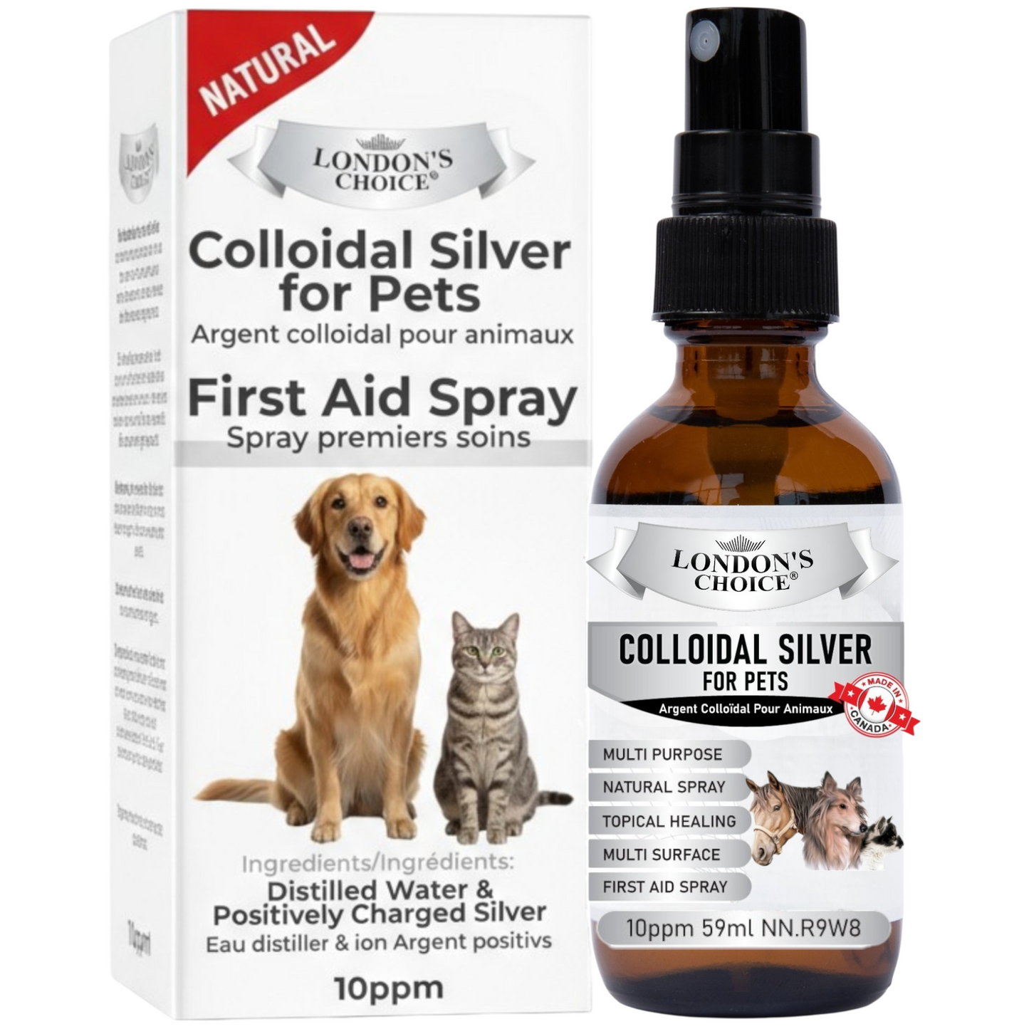 London’s Choice – Colloidal Silver for Pets (10ppm, Natural First Aid Spray for Dogs & Cats)