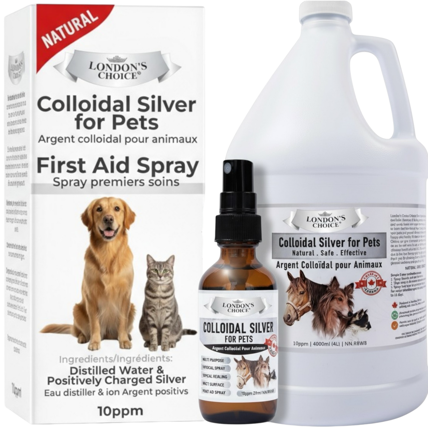 London’s Choice – Colloidal Silver for Pets (10ppm, Natural First Aid Spray for Dogs & Cats)