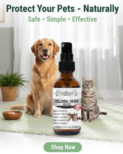 London’s Choice – Colloidal Silver for Pets (10ppm, Natural First Aid Spray for Dogs & Cats)