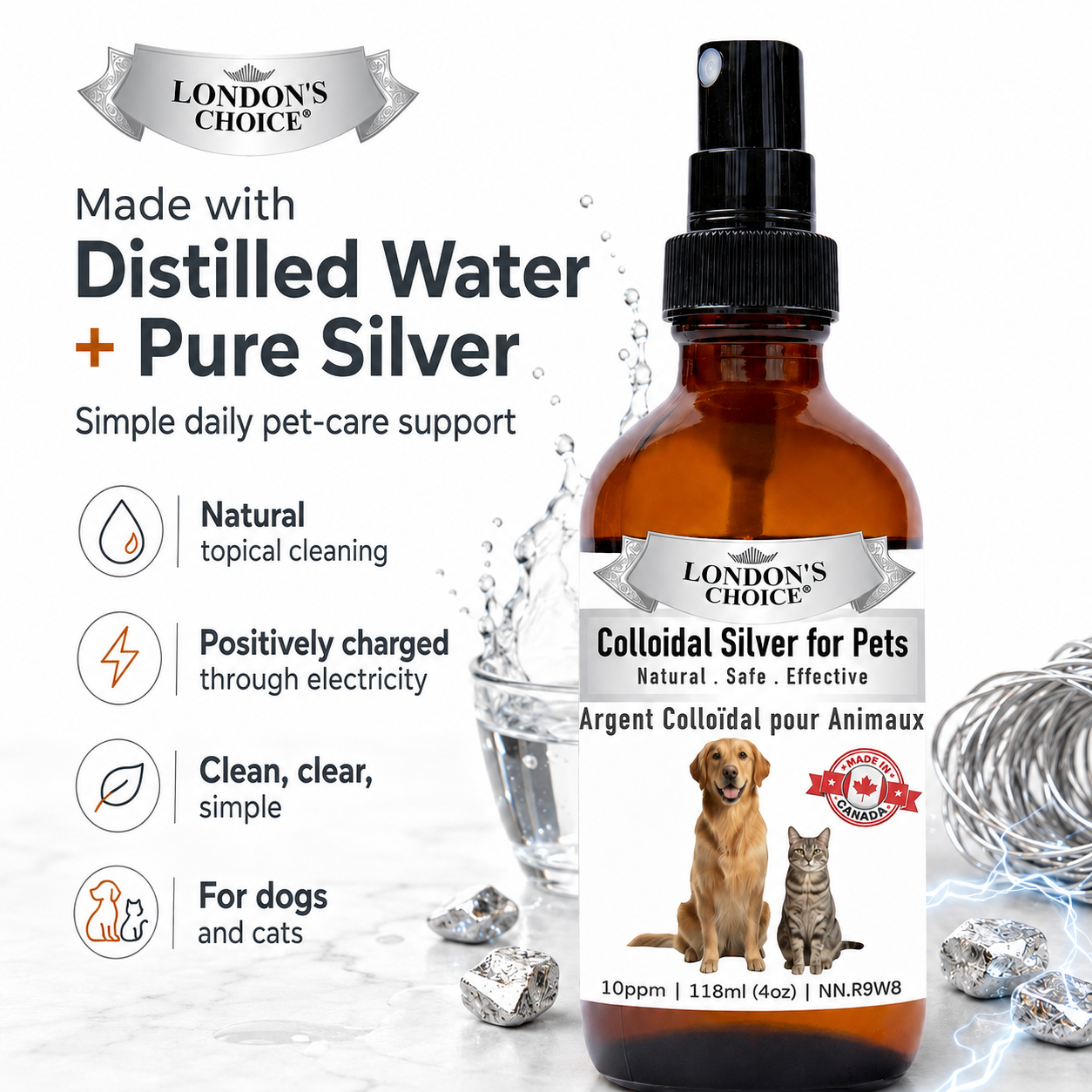 Colloidal Silver Spray for Dogs & Cats — 10 ppm