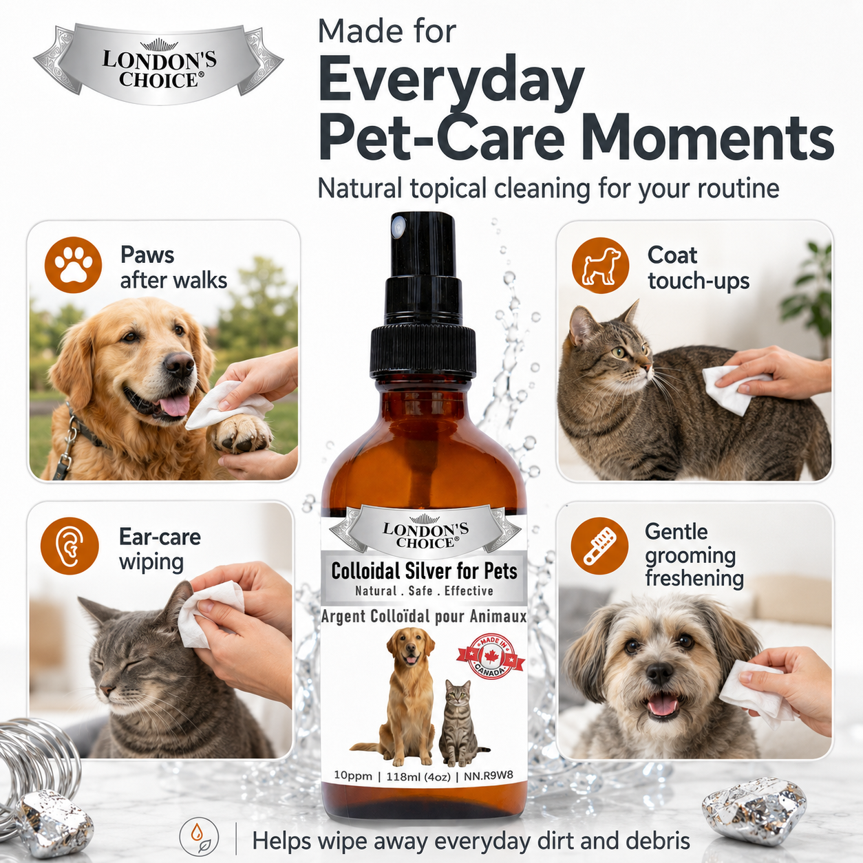 Colloidal Silver Spray for Dogs & Cats — 10 ppm