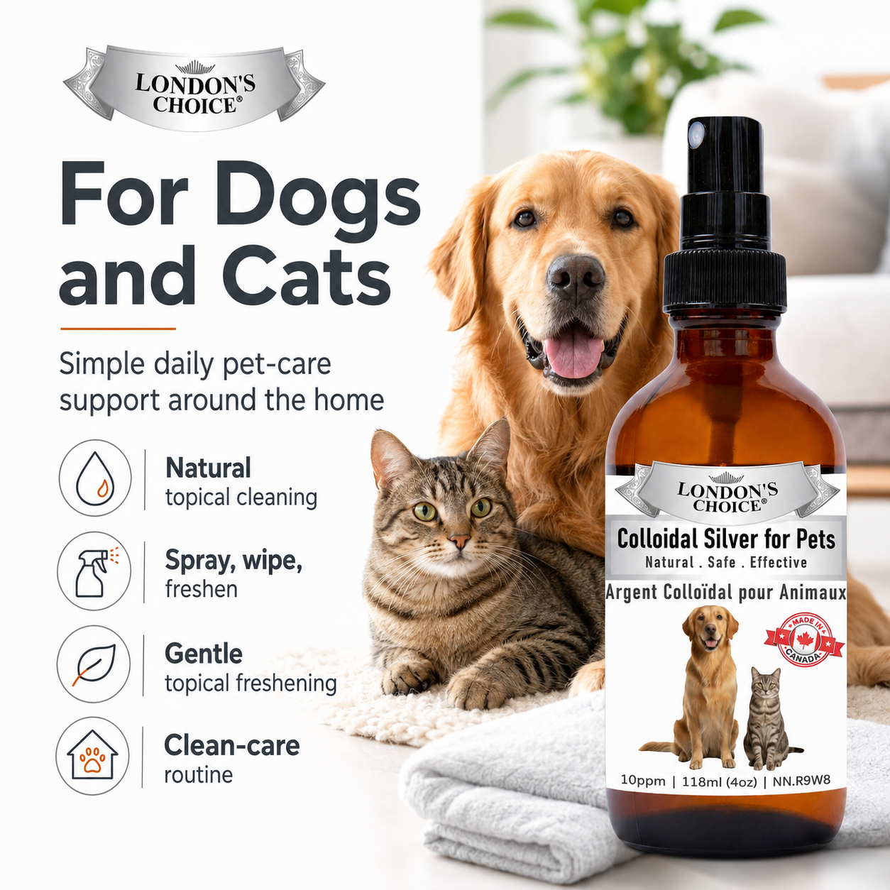 Colloidal Silver Spray for Dogs & Cats — 10 ppm
