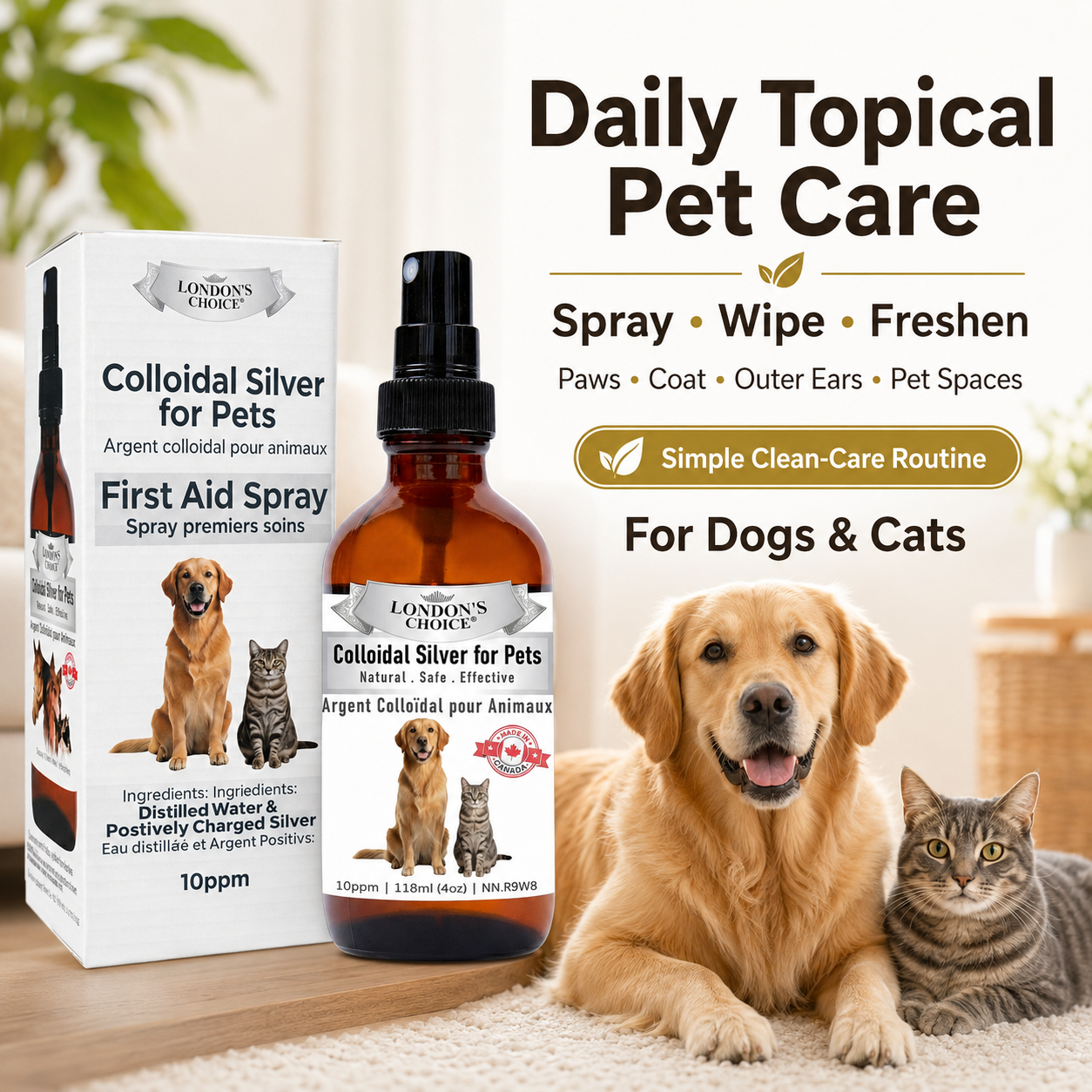 Colloidal Silver Spray for Dogs & Cats — 10 ppm