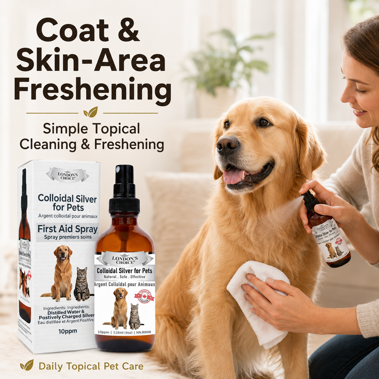 Colloidal Silver Spray for Dogs & Cats — 10 ppm