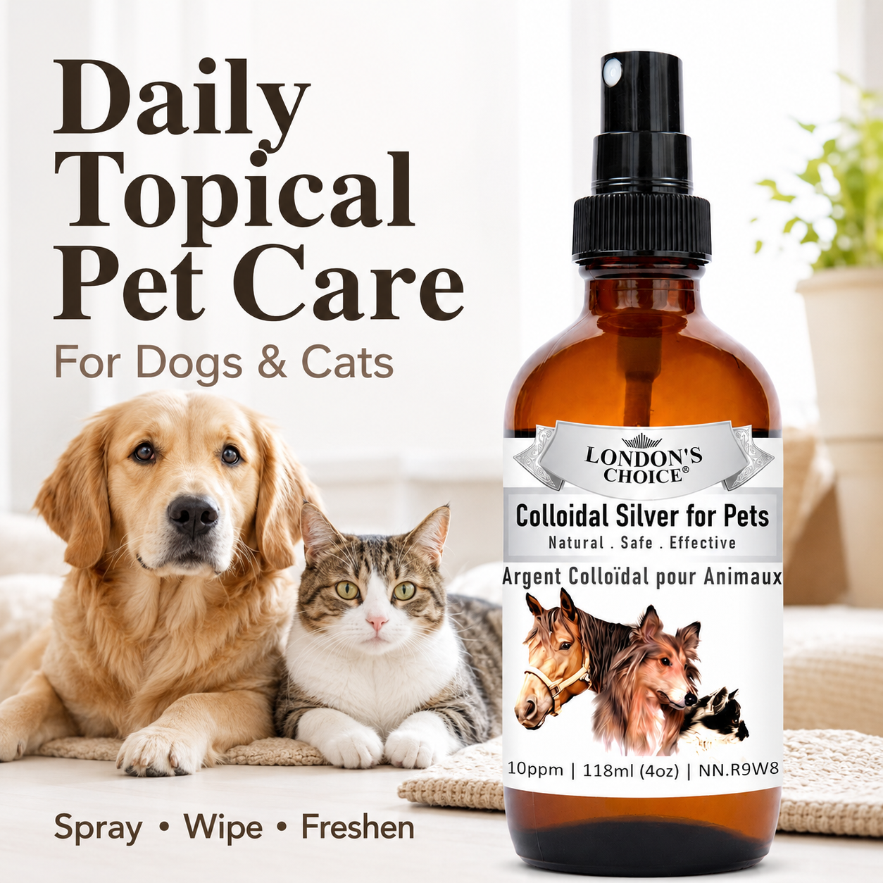 Colloidal Silver Spray for Dogs & Cats — 10 ppm