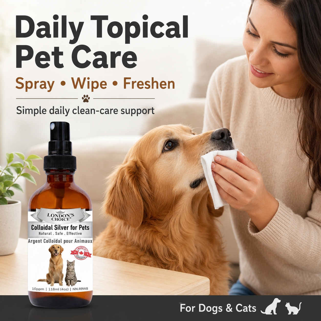 Colloidal Silver Spray for Dogs & Cats — 10 ppm