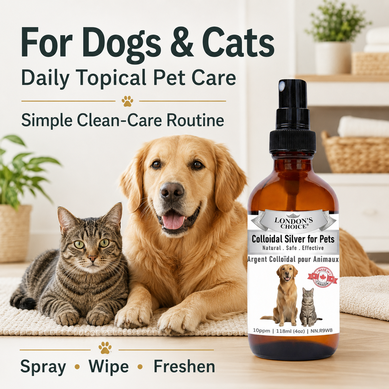 Colloidal Silver Spray for Dogs & Cats — 10 ppm