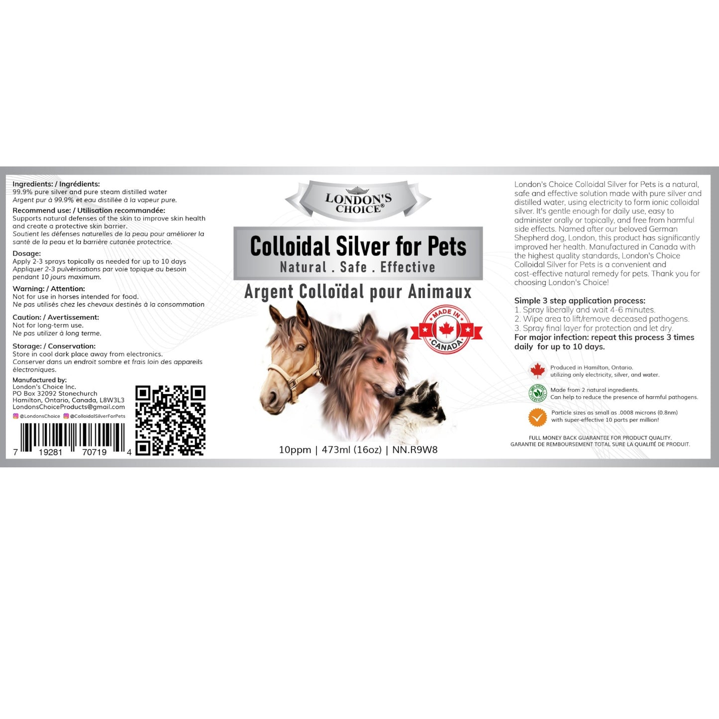 LONDON’S CHOICE - Colloidal Silver for Pets - 10ppm