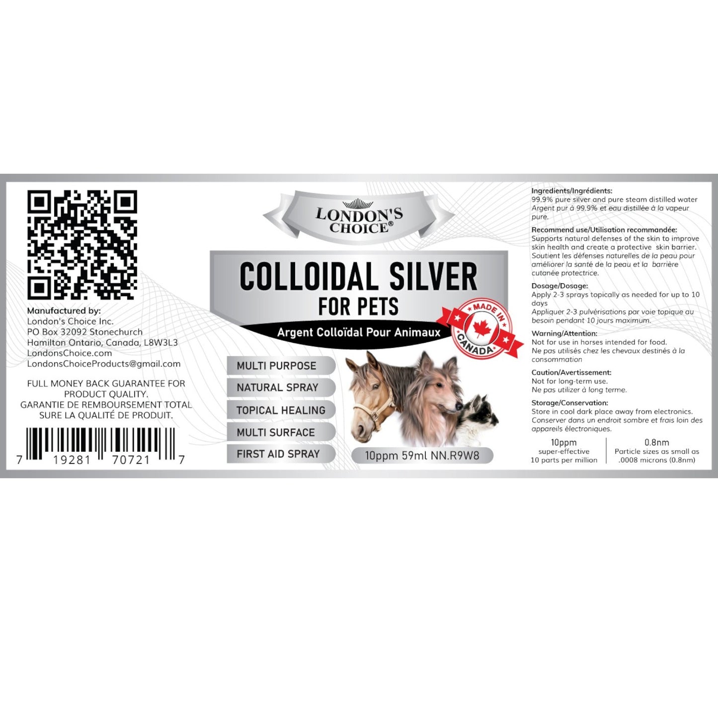 LONDON’S CHOICE - Colloidal Silver for Pets - 10ppm