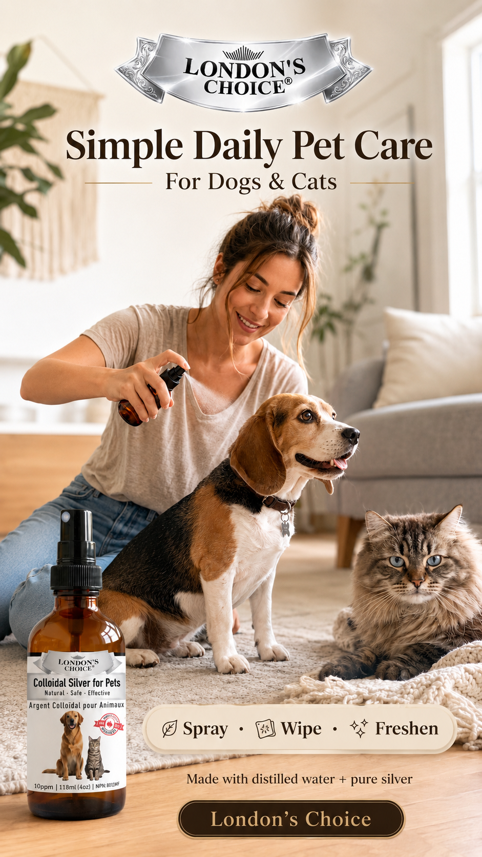 Colloidal Silver Spray for Dogs & Cats — 10 ppm