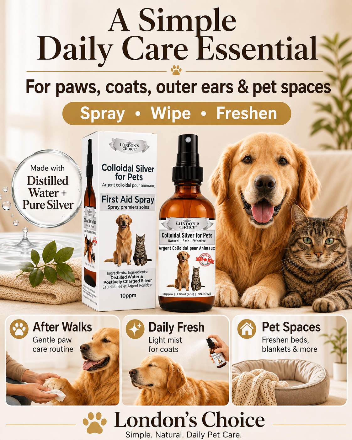 Colloidal Silver Spray for Dogs & Cats — 10 ppm