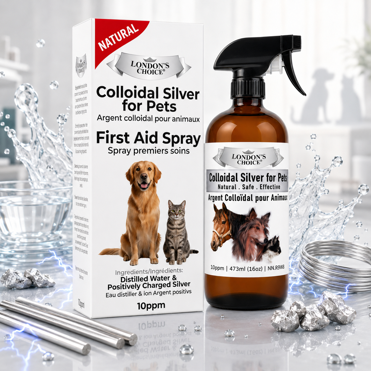Colloidal Silver Spray for Dogs & Cats — 10 ppm