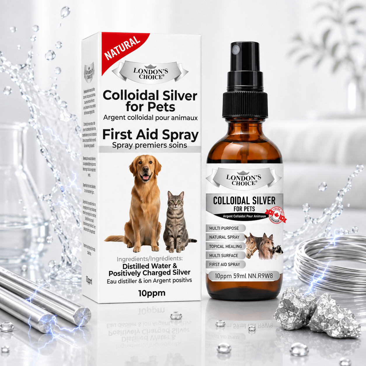 Colloidal Silver Spray for Dogs & Cats — 10 ppm