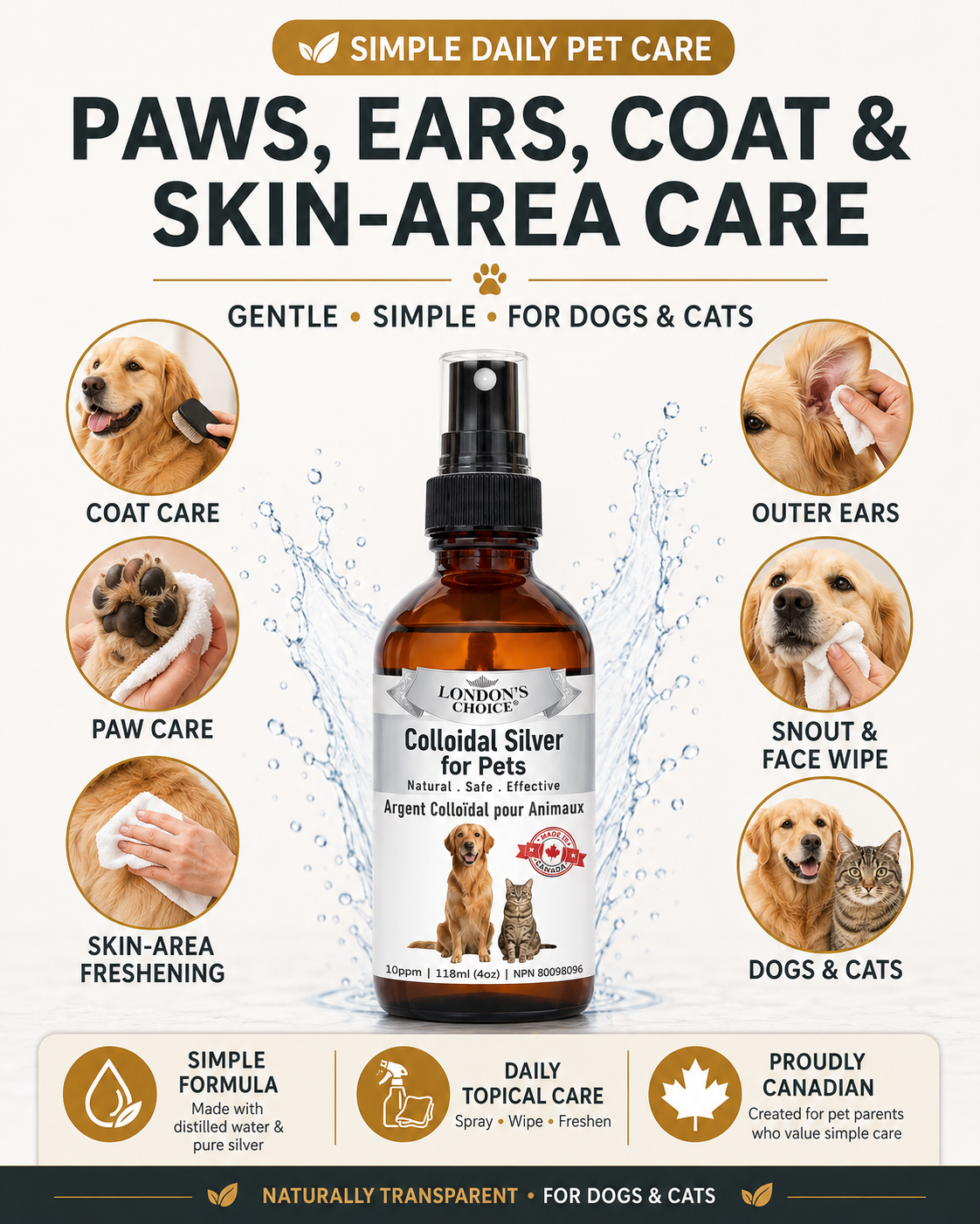 Colloidal Silver Spray for Dogs & Cats — 10 ppm