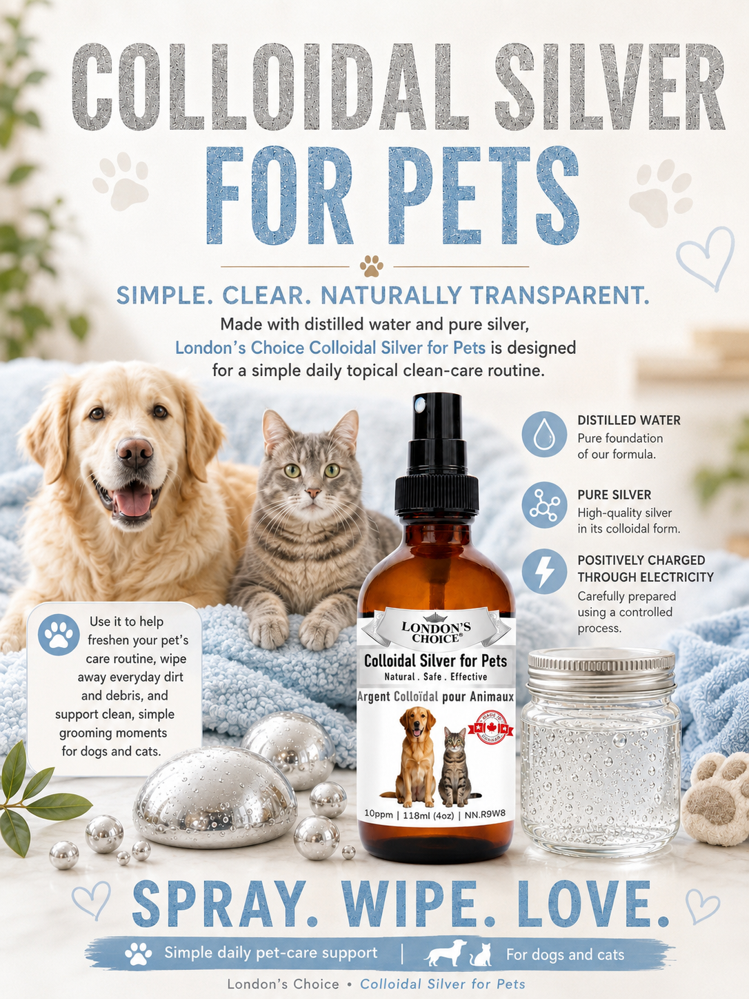 Colloidal Silver Spray for Dogs & Cats — 10 ppm