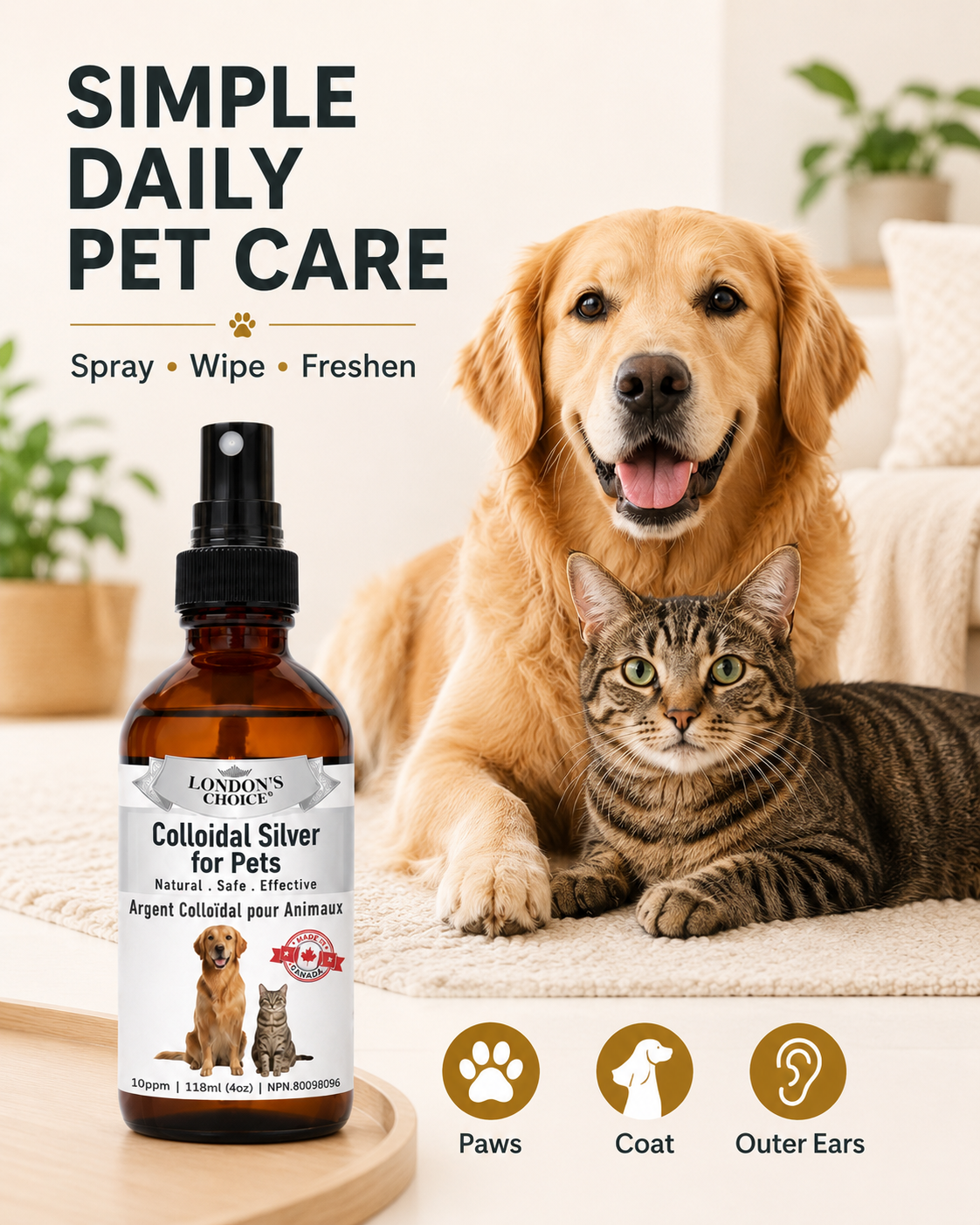 Colloidal Silver Spray for Dogs & Cats — 10 ppm