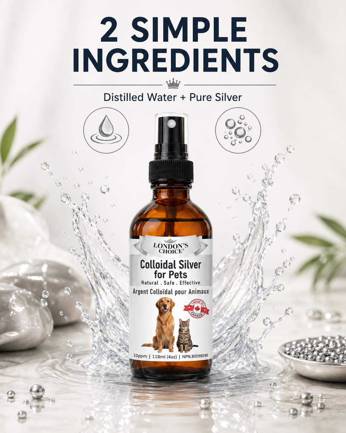 Colloidal Silver Spray for Dogs & Cats — 10 ppm