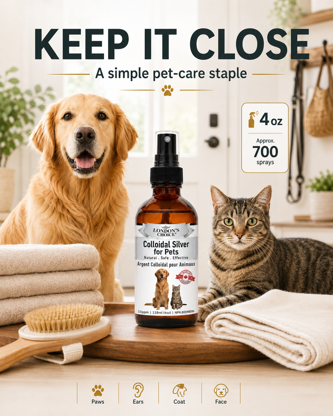 Colloidal Silver Spray for Dogs & Cats — 10 ppm