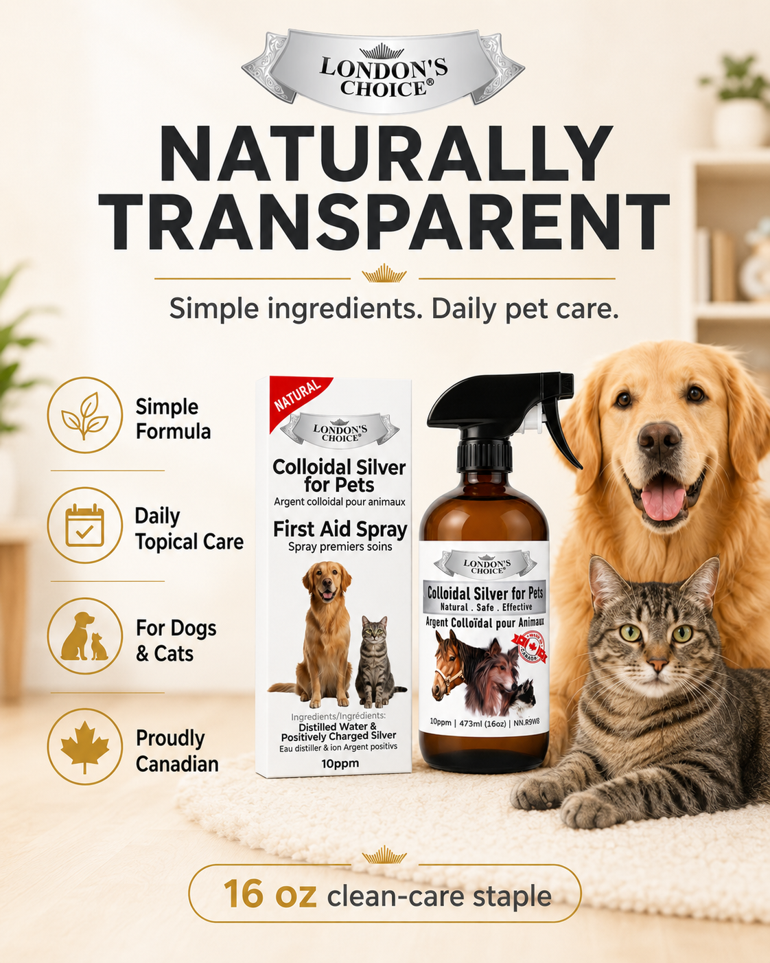 Colloidal Silver Spray for Dogs & Cats — 10 ppm