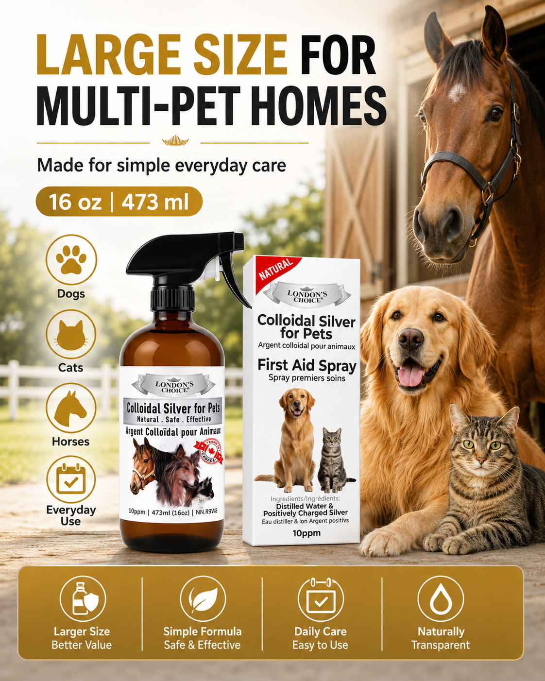 Colloidal Silver Spray for Dogs & Cats — 10 ppm