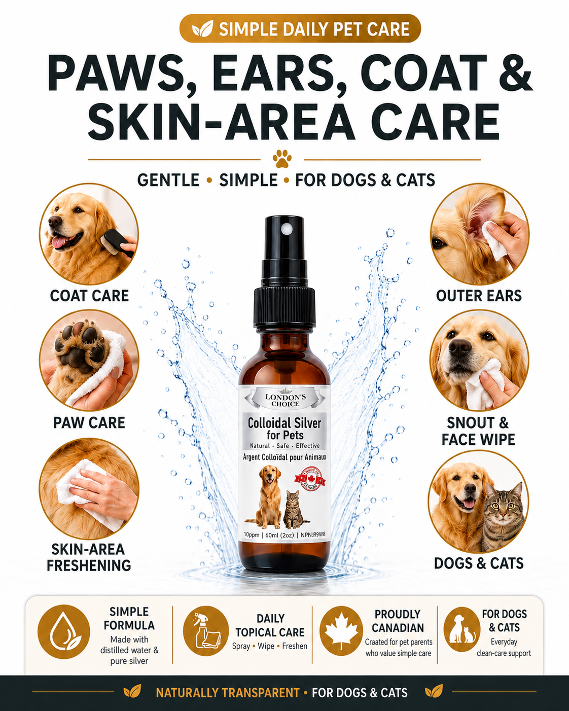Colloidal Silver Spray for Dogs & Cats — 10 ppm