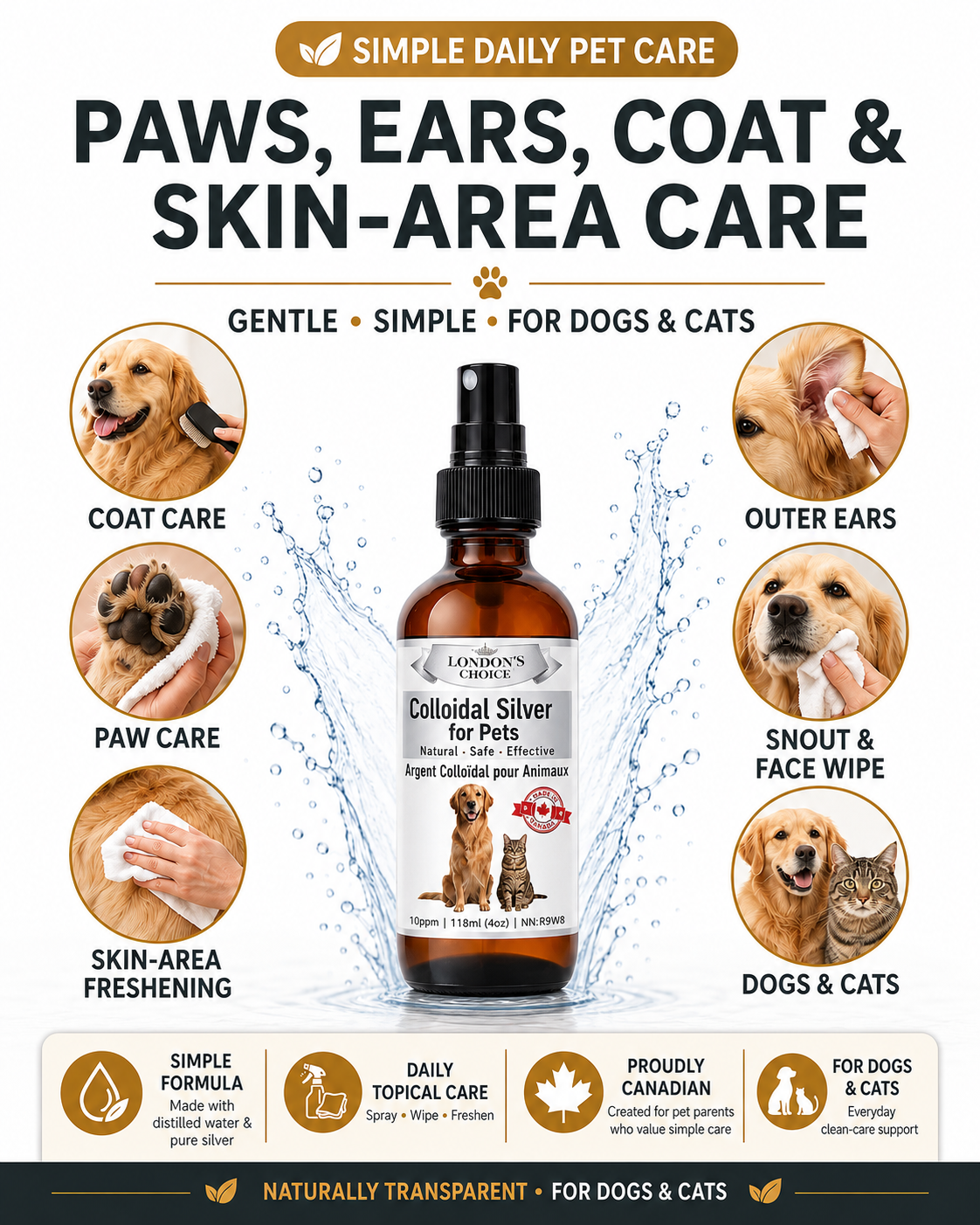 Colloidal Silver Spray for Dogs & Cats — 10 ppm